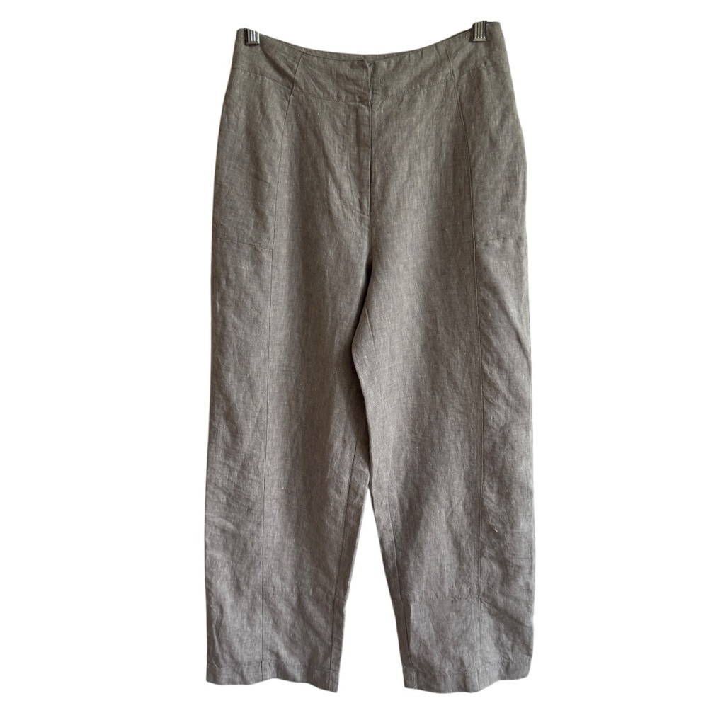 Poetry Ice Grey Cropped Linen Trousers, Size 2